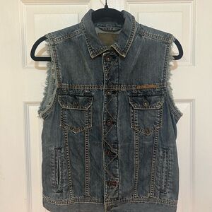 Guess Jeans Denim Vest | Women’s Medium (12/14) | Frayed Sleeveless Jean Jacket